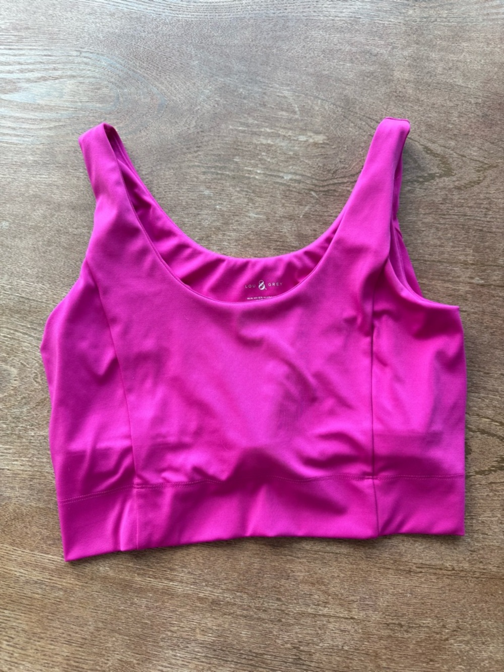 Lou & Grey Bright Fuchsia Scoop Neck Crop Tank